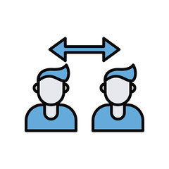 humans silhouettes distance social line and fill style icon