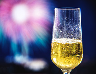 A glass of sparkling wine