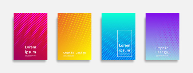 Minimal covers design. Halftone dots colorful design. Future geometric patterns. Eps10 vector.