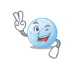 Happy blue moon cartoon design concept with two fingers