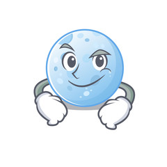 A mascot design of blue moon having confident gesture