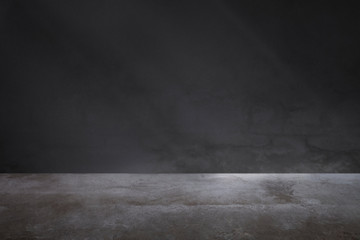 Dark gray wall with a concrete floor - obrazy, fototapety, plakaty