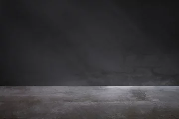 Crédence de cuisine en verre imprimé Mur Dark gray wall with a concrete floor