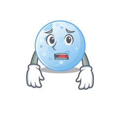 Cartoon design style of blue moon showing worried face