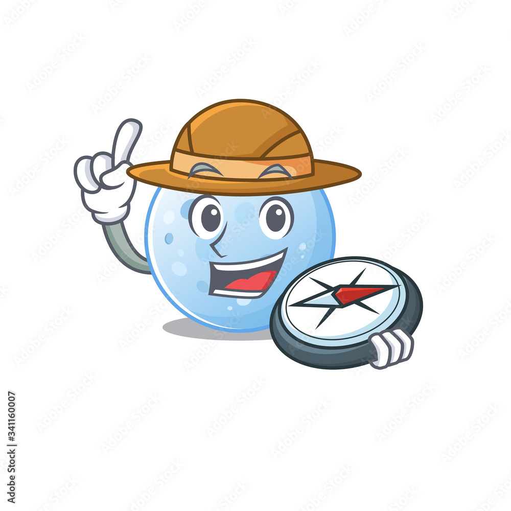 Sticker mascot design concept of blue moon explorer with a compass