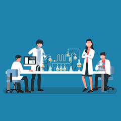 lab scientist doing some teamwork ,Vector illustration cartoon character.