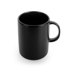 empty black cup on white background