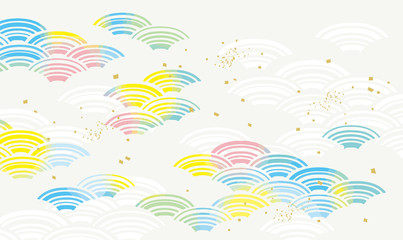 優しい水彩和柄背景