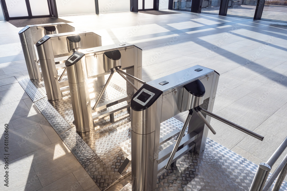 Poster electronic turnstile. access system to the building. pass through the passes. security systems for r