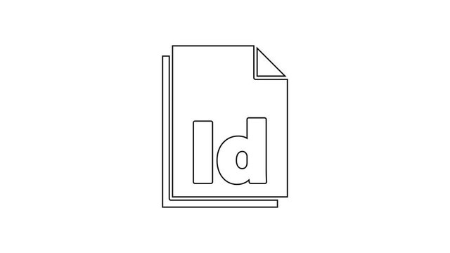 Black line ID File document icon isolated on white background. 4K Video motion graphic animation