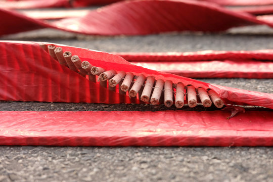 close up red firecrakers background