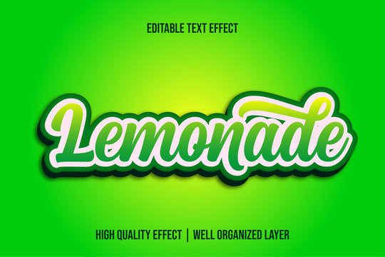 Lemonade, Green Gradient Editable Text Effect Style