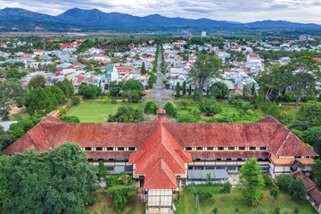 Aerial view of Kon Tum seminary, Kon Tum, Vietnam.
