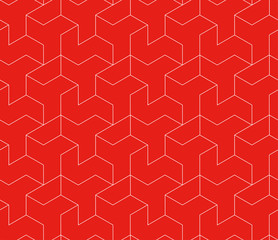Red Seamless Japanese pattern of shapes representing windmills