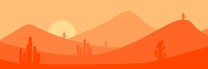 Vector desert landscape panorama with sandy mountains
