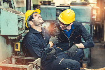 Senior male worker accident in factory.Maintenance worker in the control room of factory.Safety first concpet.