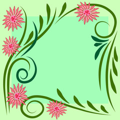 Abstract floral greeting card frame.