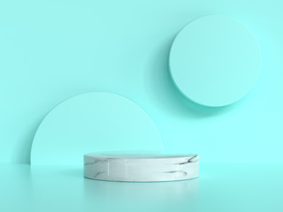 green wall scene circle shape white marble set abstract background 3d rendering