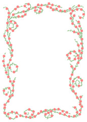 green leaves and branches with pink flowers. floral frame. rectangle border. design element for ad, cover, banner, card, flyer. vector illustration. summer template. spring background