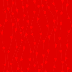 simple heart shapes on curves. vector seamless pattern. red valentine repetitive background. textile paint. fabric swatch. wrapping paper. continuous print. romantic design element for card ad banner