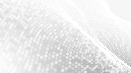 Dot white gray wave light technology texture background. Abstract big data digital concept. 3d rendering.