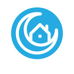 Ramadan Stay at Home. Crescent and House Icon. Symbol of social media campaign.