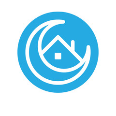 Obraz premium Ramadan Stay at Home. Crescent and House Icon. Symbol of social media campaign.