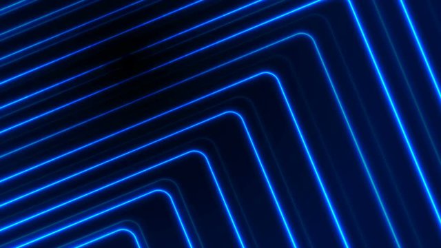 Blue glowing neon lines abstract tech futuristic motion background. Seamless looping. Video animation Ultra HD 4K 3840x2160