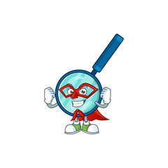 Magnifying glass cartoon design concept dressed as Super hero