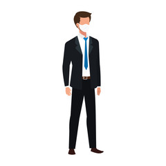 businessman using face mask isolated icon vector illustration design