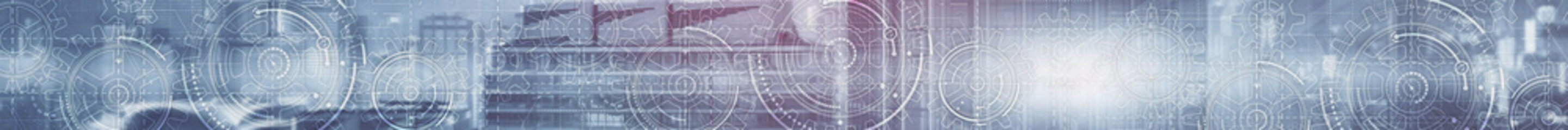 Horizontal Technology background. Headers website. Mechanism, gears work.