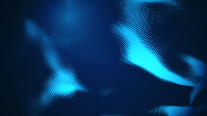 Dot blue wave light screen gradient texture background. Abstract  technology big data digital background. 3d rendering.