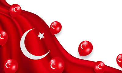 Red balloons,concept design National sovereignty and children s day turkey greeting background. Celebration Vector illustration.