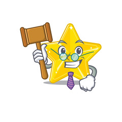 A humble judge of shiny star cartoon character design wearing glasses