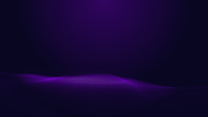 Dot blue purple wave line light gradient dark background. Abstract  technology big data digital background. 3d rendering.