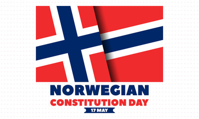 Norwegian Constitution Day is the national day of Norway and is an official public holiday observed on May 17 each year. Poster, card, banner, background design. 