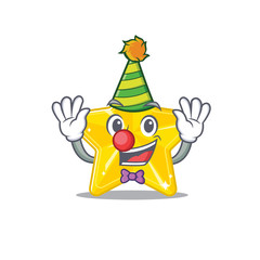 cartoon character design concept of cute clown shiny star