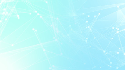 Abstract blue white polygon tech network with connect technology background. Abstract dots and lines texture background. 3d rendering.