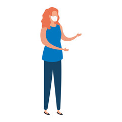 young woman with face mask isolated icon vector illustration design