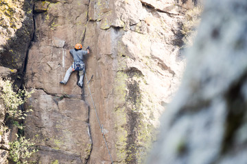 rock climber on a rock