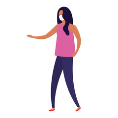 young woman using face mask isolated icon vector illustration design