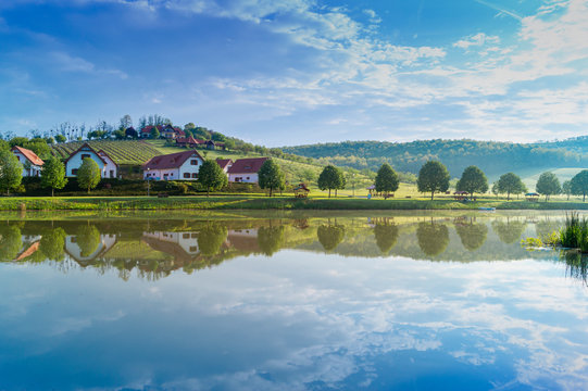 Beautiful lake view in Zselic Valley, Hungary.