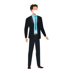 businessman using face mask isolated icon vector illustration design