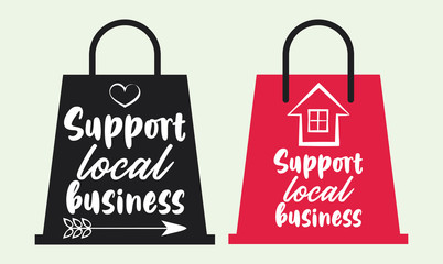 support local business poster with shopping bag