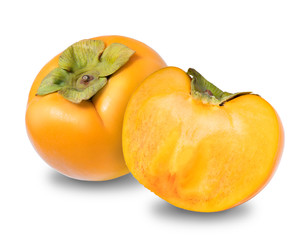 Fresh ripe persimmons isolated on white background, Persimmons isolated on white With clipping path