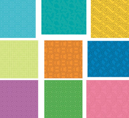Colorful Seamless Japanese pattern combining T-shaped figures se