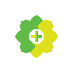 Obraz premium Flower with Plus Medical Nature Balance therapy logo design vector