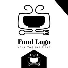 Emblem Food Logo Template For Company and Restaurant monochrome style