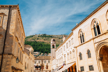 Fototapeta na wymiar Medieval old town Pred Dvorom street in Dubrovnik, Croatia