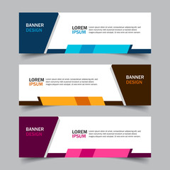 Set of 3 web banner campaign template with different color variants and settings in one template. Modern abstract design for advertising. Very easy to use for company or business. Isolated on grey.